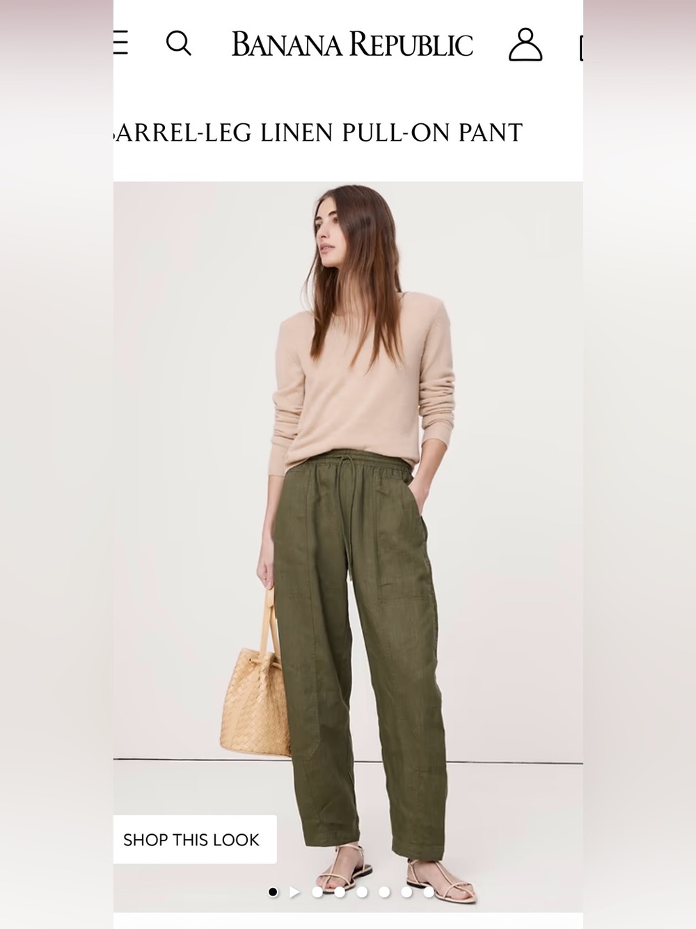 Banana Republic Barrel Leg Linen Pant